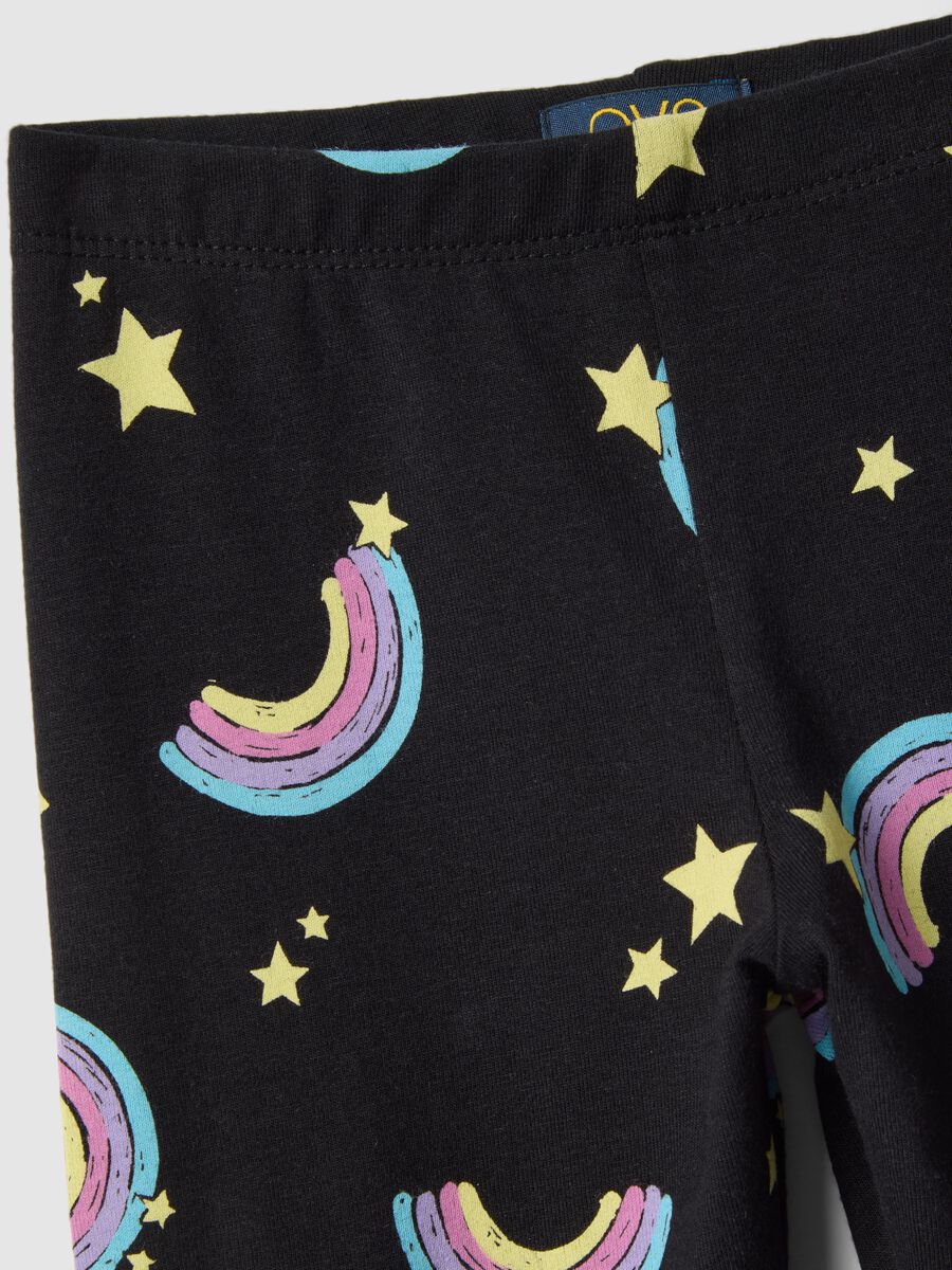 Leggings skinny in cotone biologico elasticizzato neri da bambina_2