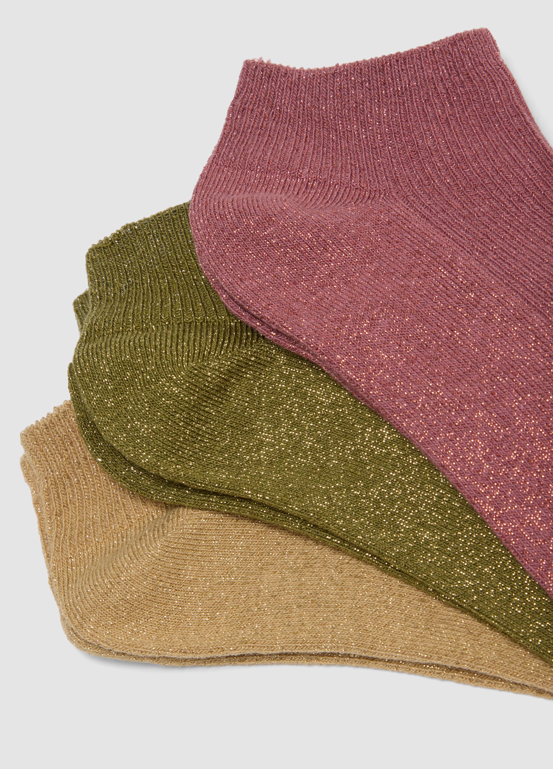 Pack of five organic stretch cotton socks with glitter