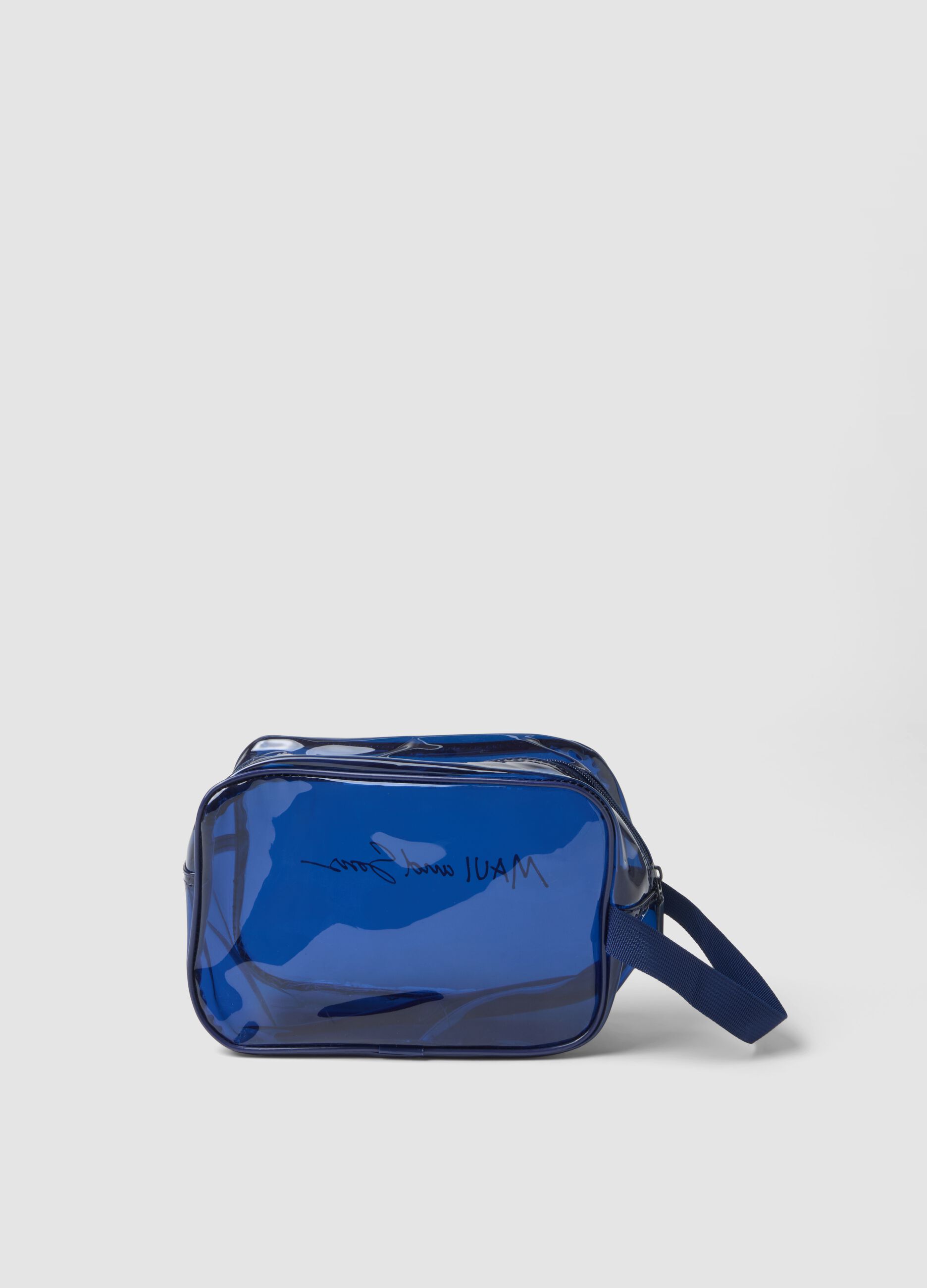 Blue wash bag with zip closure