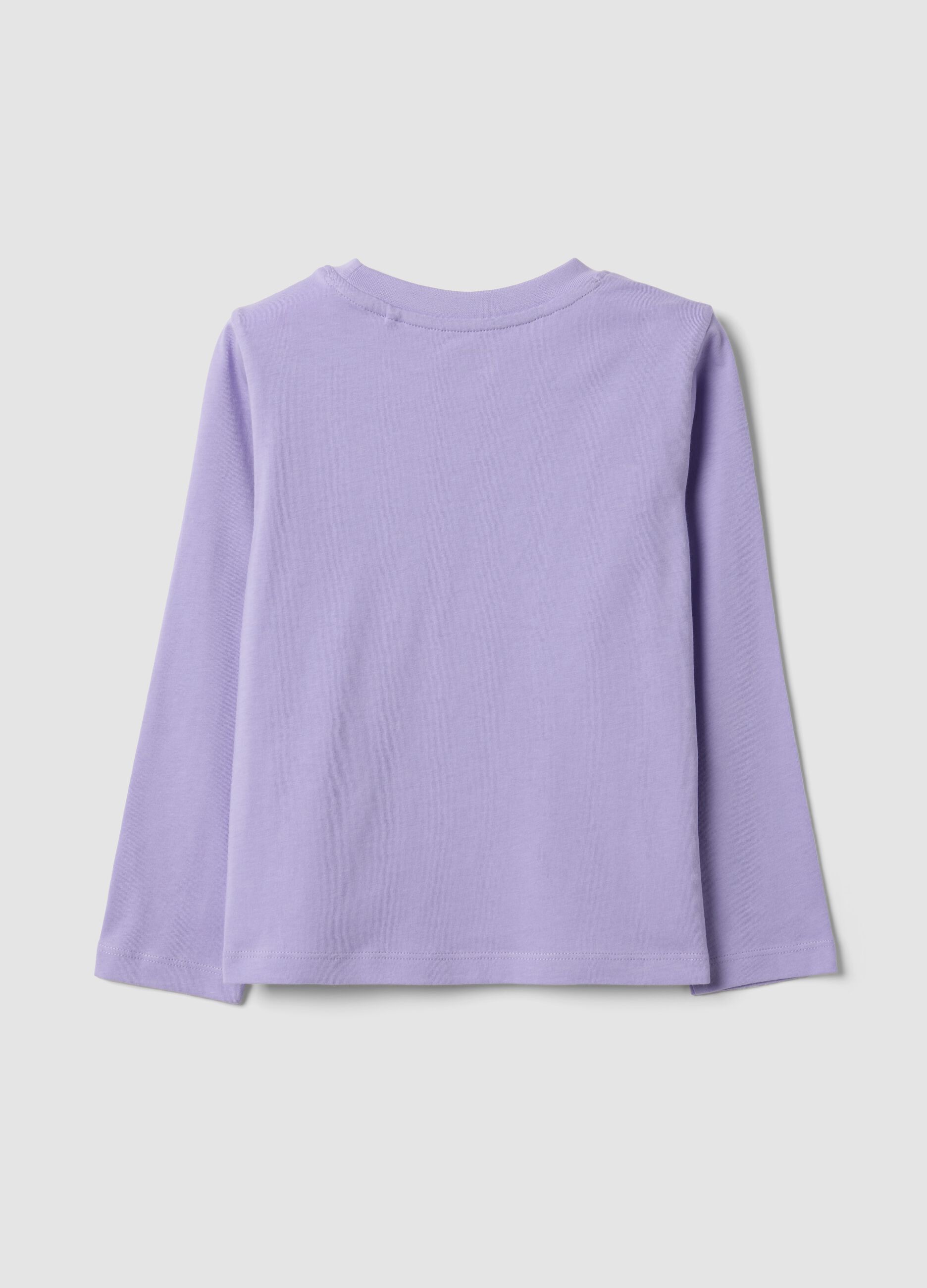 Purple organic cotton crew-neck T-shirt for girls