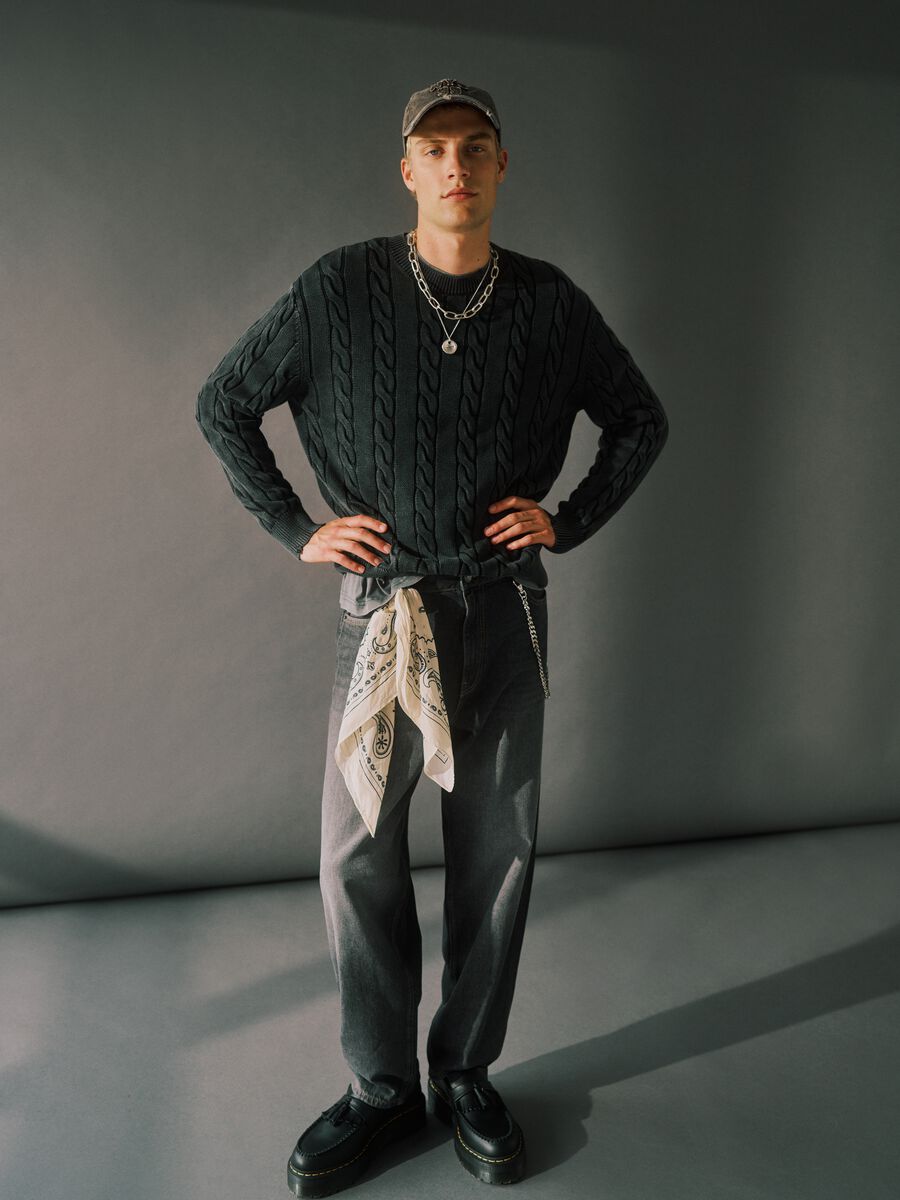 Grey cotton baggy jeans_0