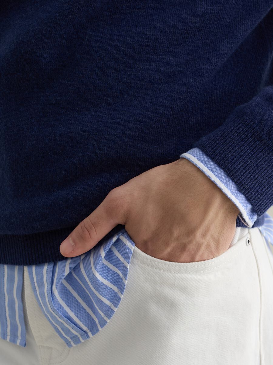 Mélange pullover with round neck in lambswool_2
