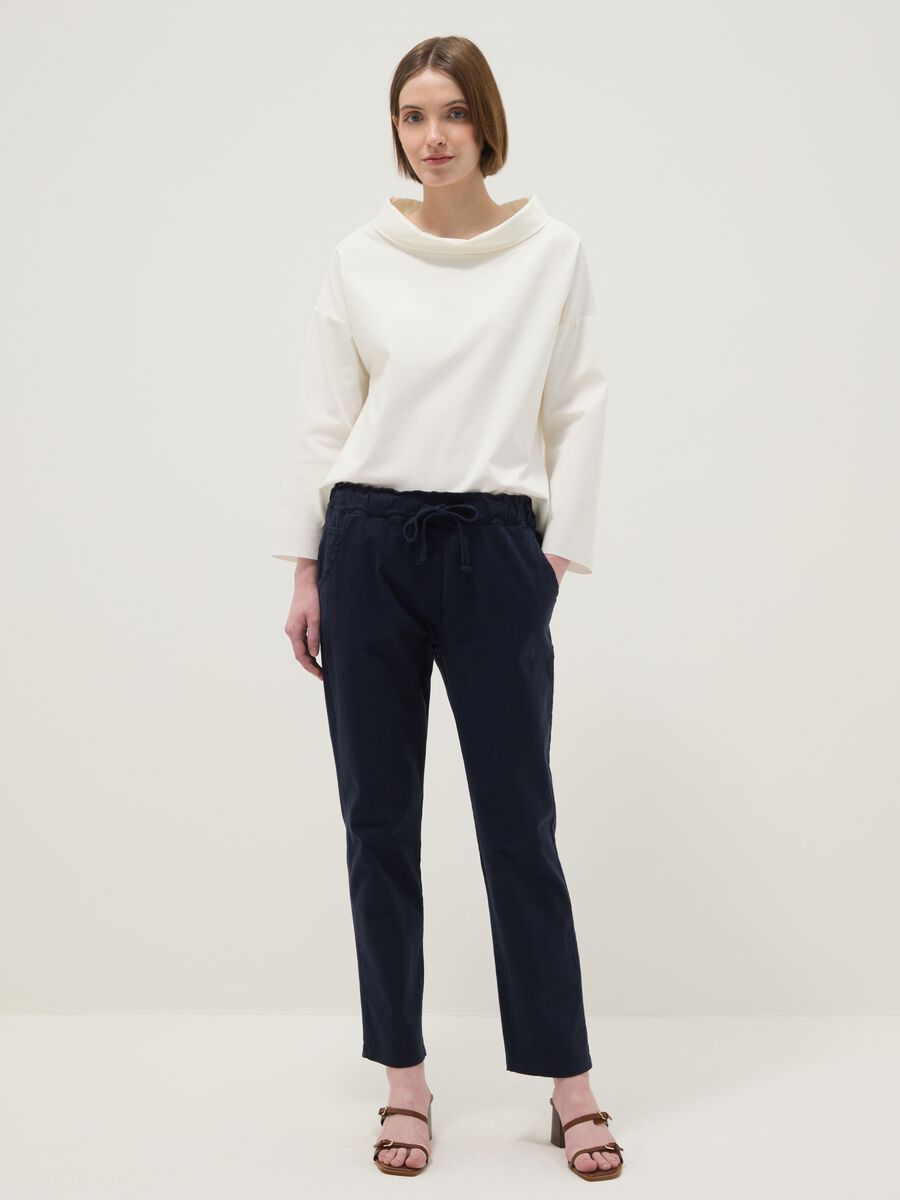 Blue stretch cotton trousers regular fit_0