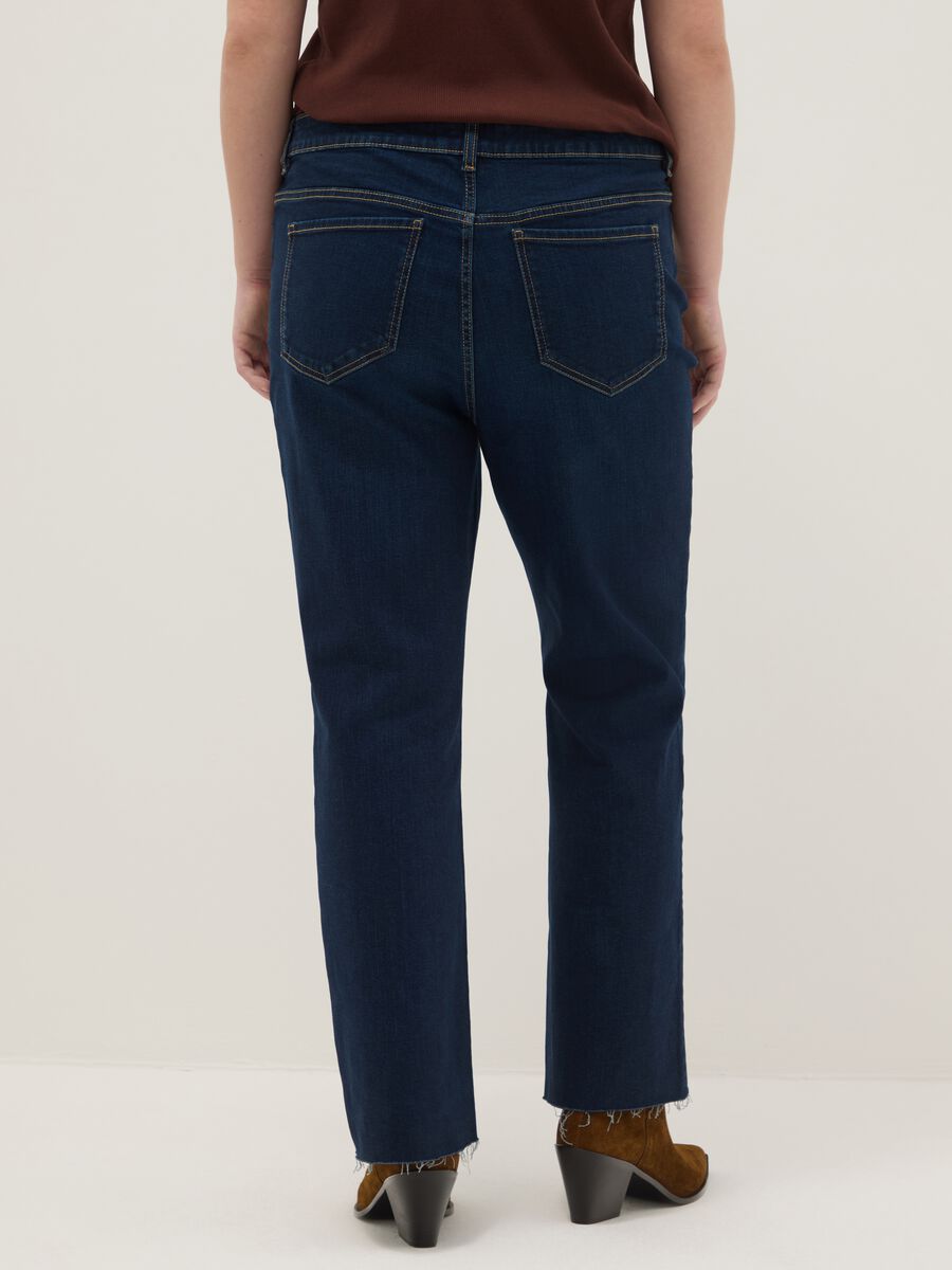 Blue stretch flare cut jeans_2