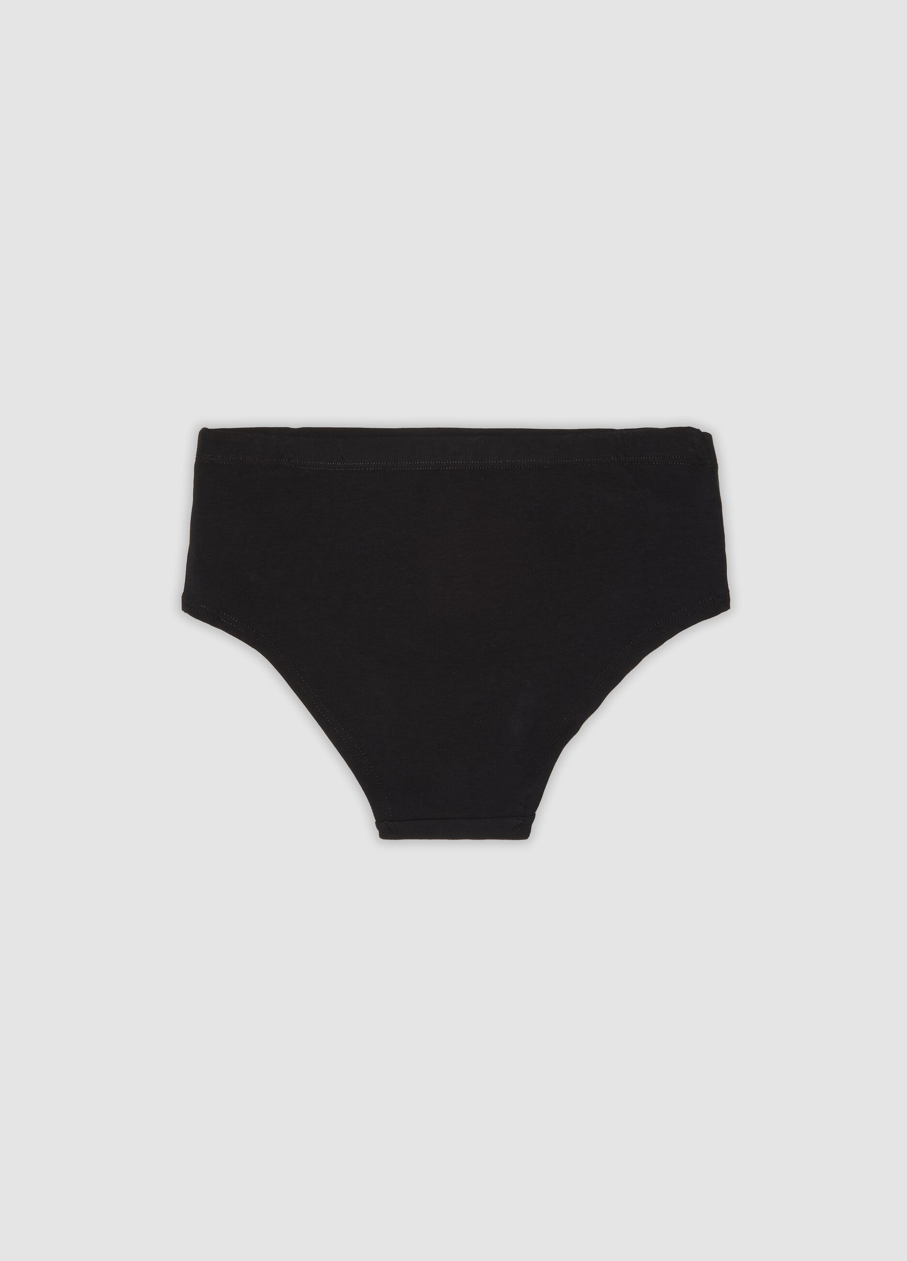 Girls&rsquo; black organic stretch cotton culotte briefs with star detail