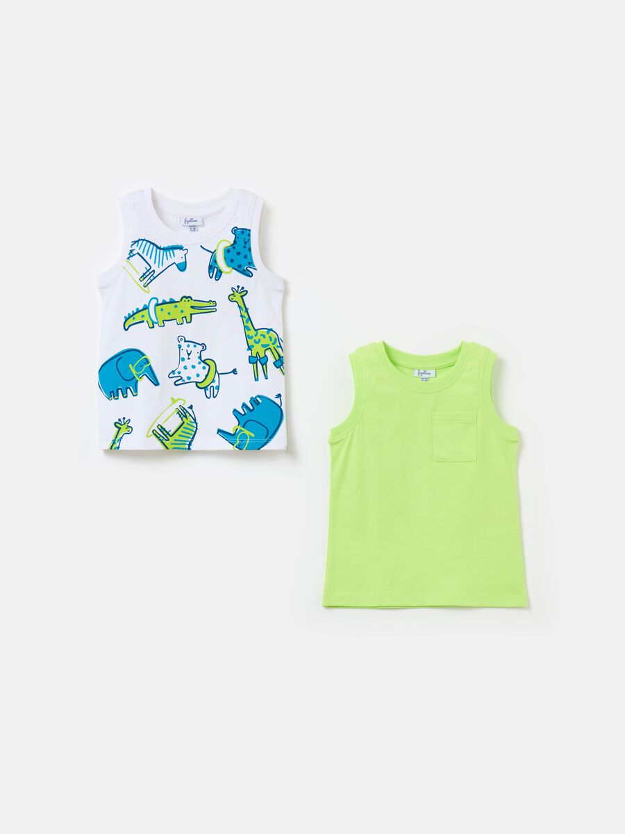 Two-pack cotton vests with print_0