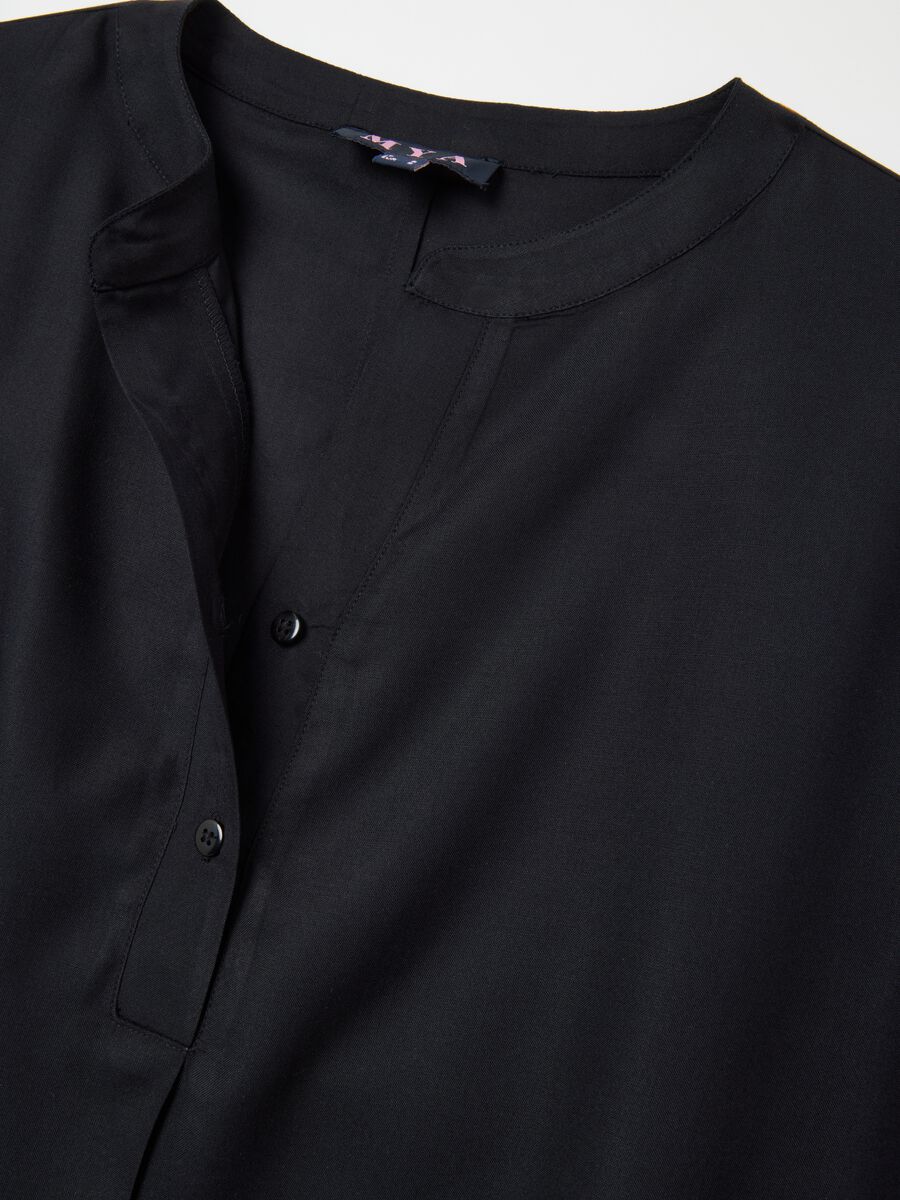 Women's Short Sleeve Black Pure Viscose Shirt, Regular Fit_5