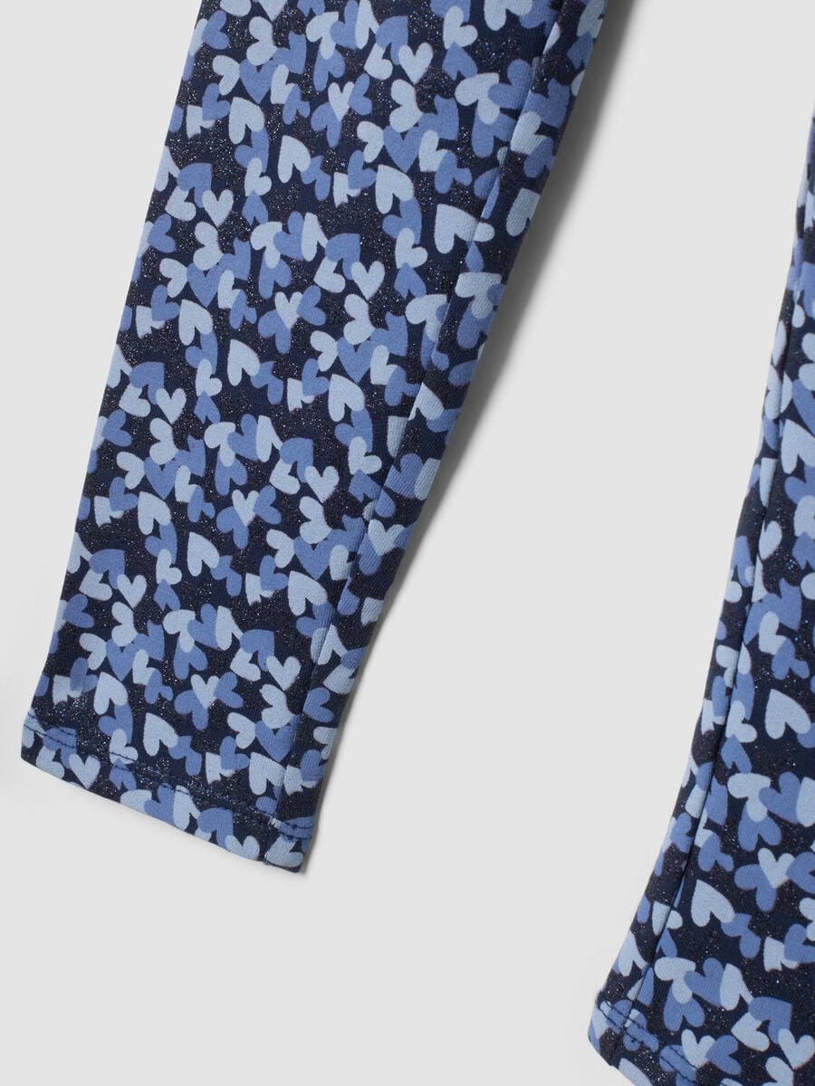 Blue skinny leggings in stretch organic cotton with heart print_3