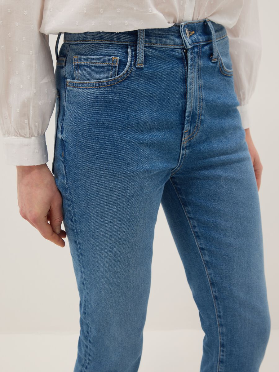 Jeans bootcut in cotone denim elasticizzato blu_3