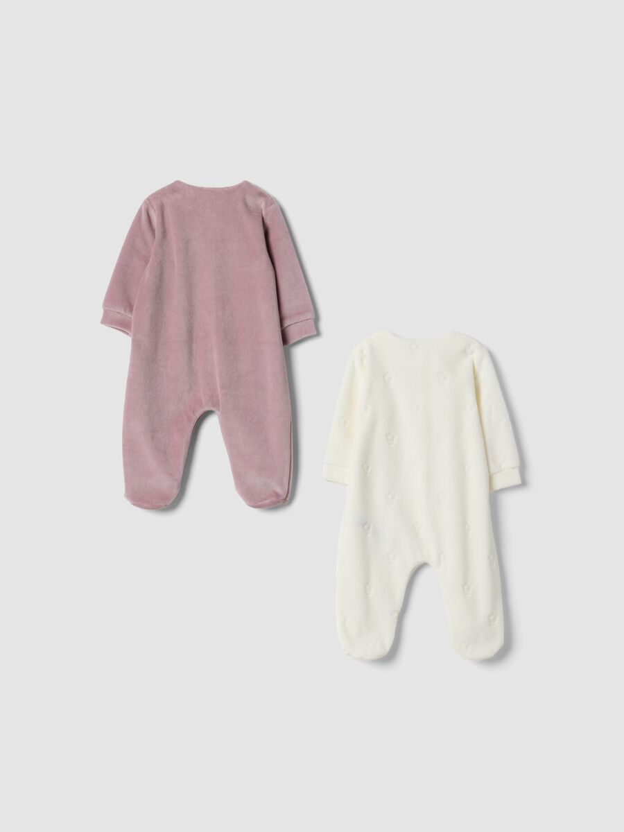 2-pack purple and white cotton-blend baby sleepsuits with feet_1