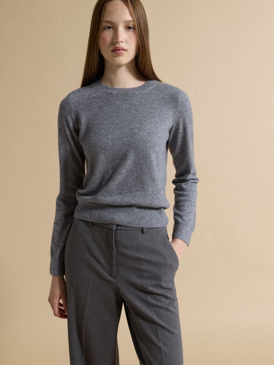 Grey pure cashmere crew-neck jumper_1