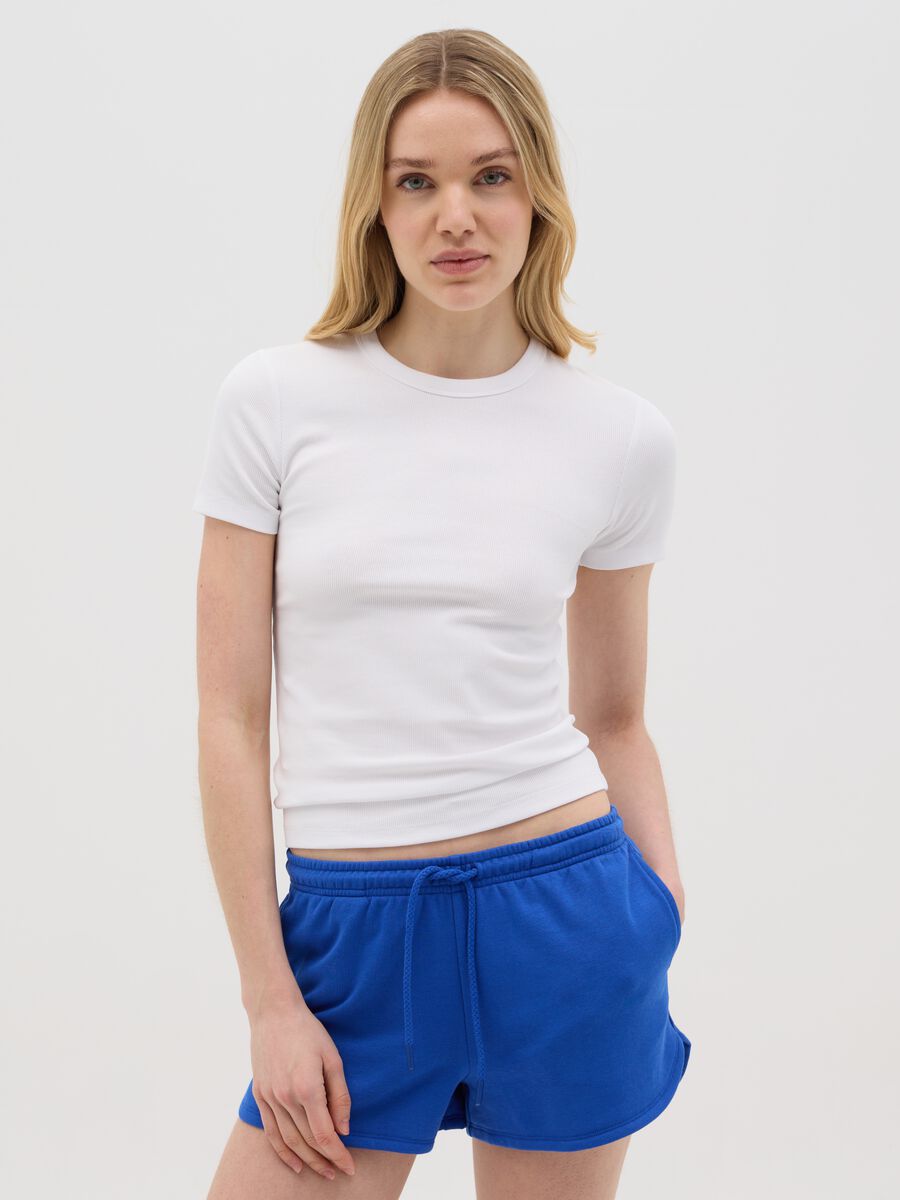 White Stretch Cotton Crew Neck T-shirt by Ovs_0