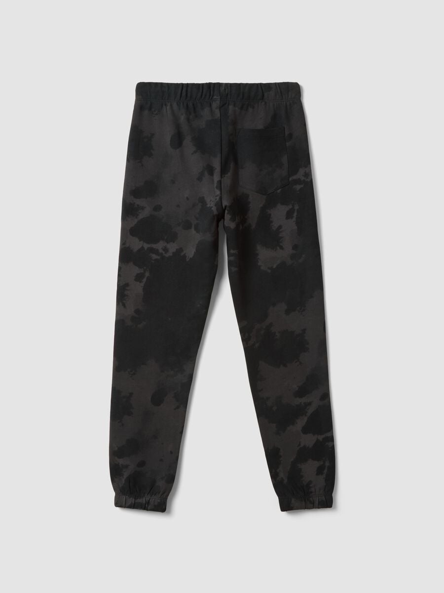 Pantaloni jogger neri in puro cotone con stampa sfumata per ragazzo_4