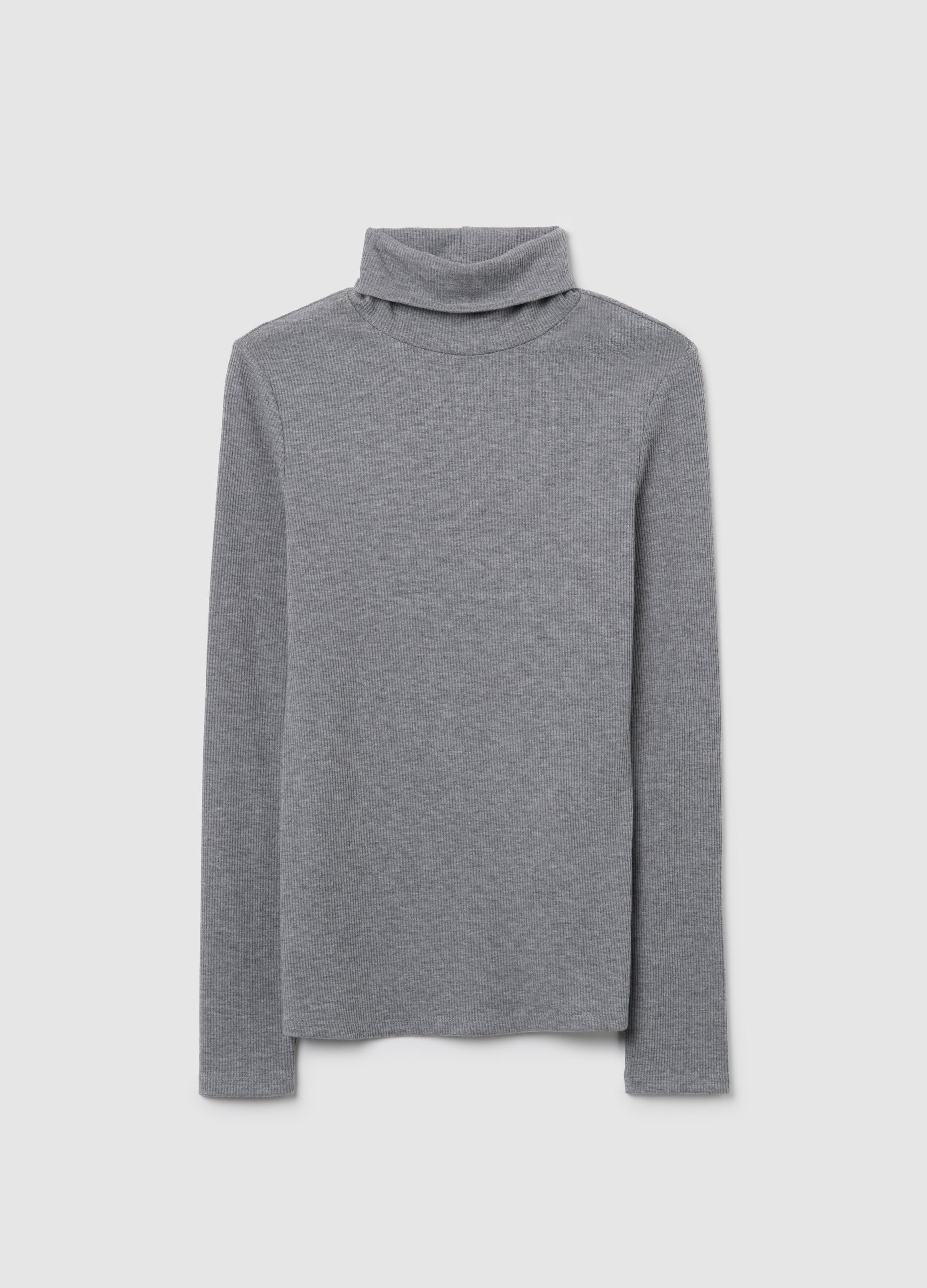 Regular fit grey turtleneck jumper