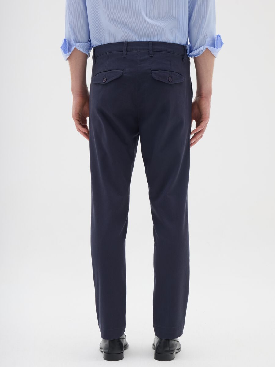 Slim fit blue stretch cotton trousers_2