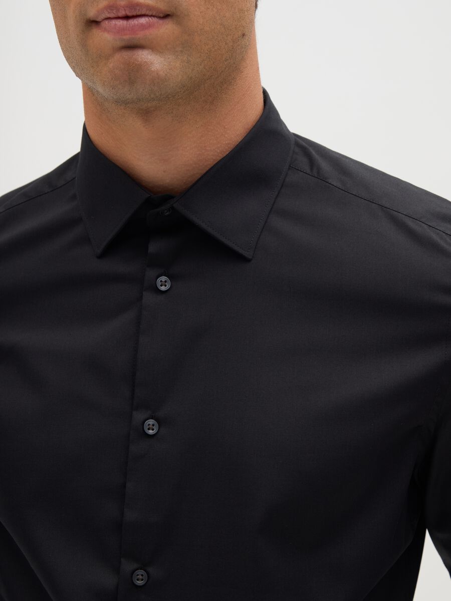 Slim Black Cotton Blend Shirt_1