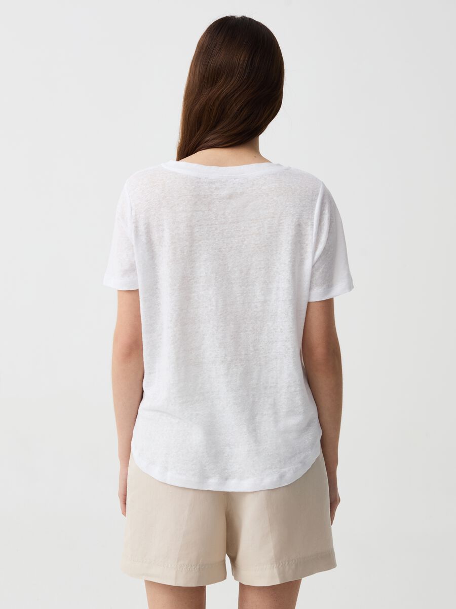 Linen T-shirt with round neck_2