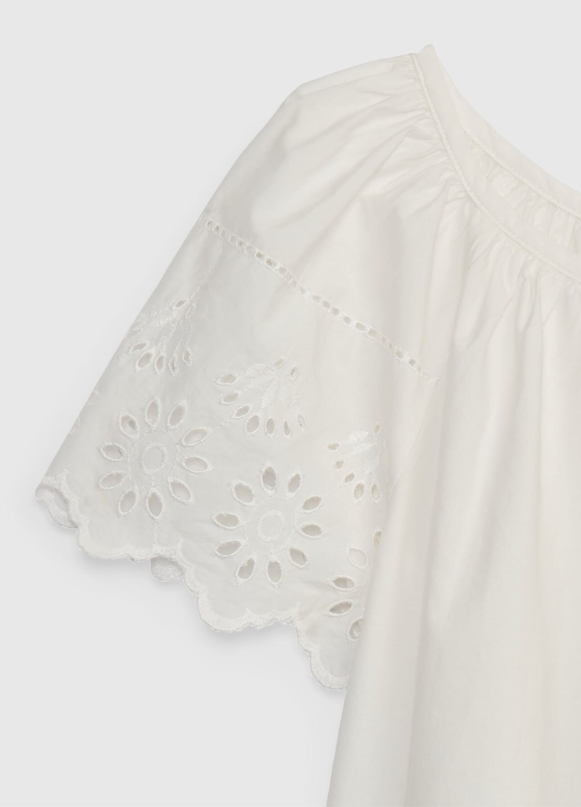 Blouse with broderie anglaise trim