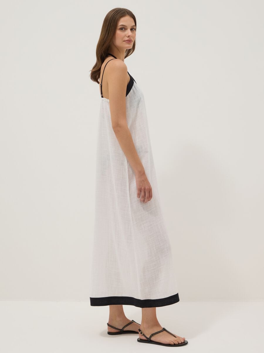 Long white cotton-viscose blend beach cover-up_1