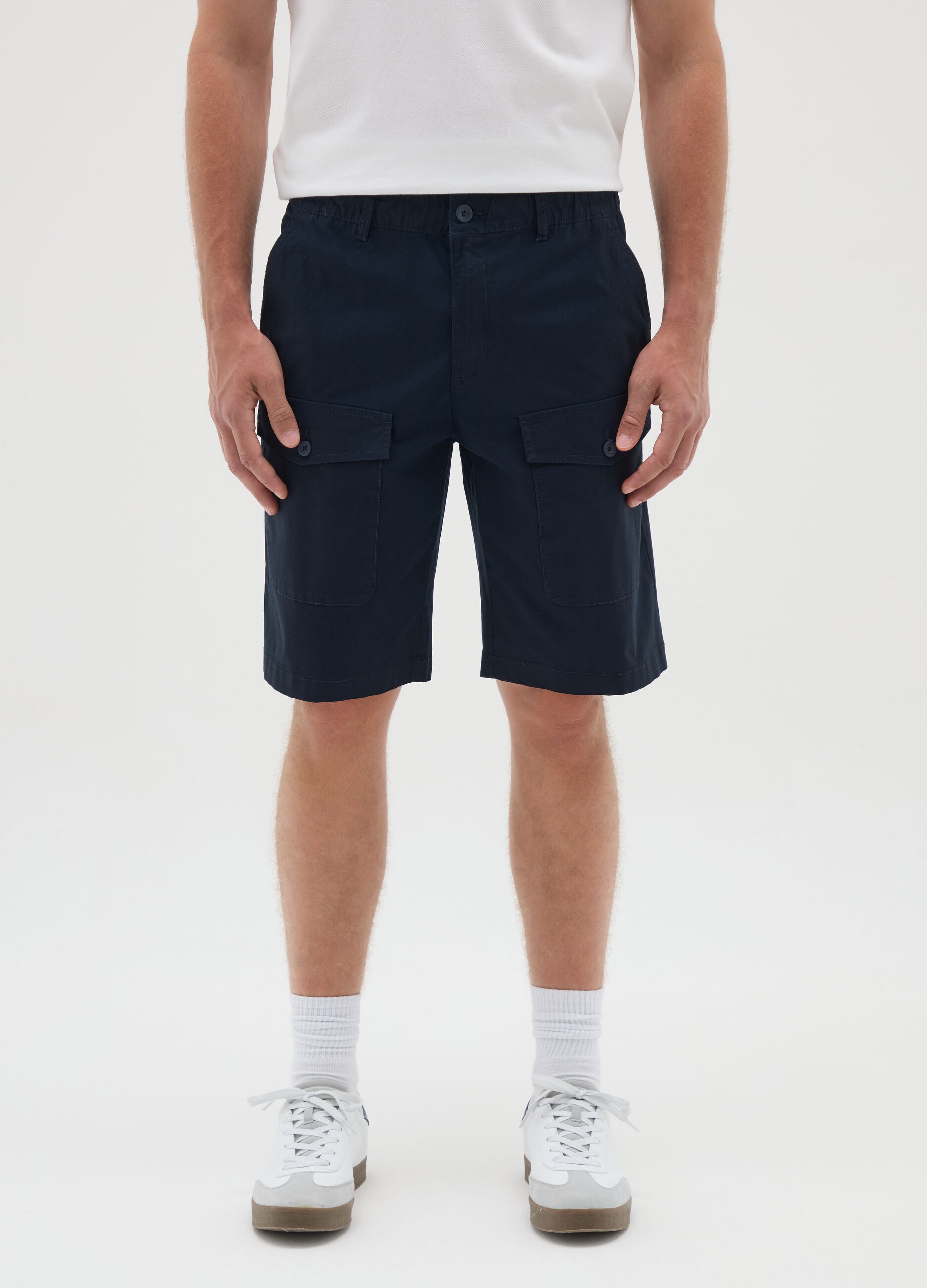 Men's blue cotton Bermuda shorts regular fit