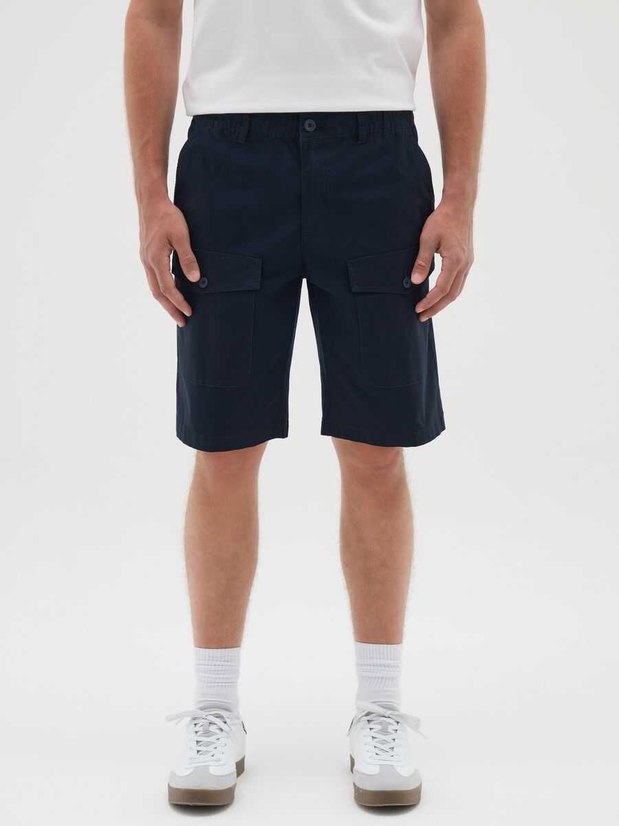 Men's blue cotton Bermuda shorts regular fit_1
