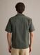 Green short-sleeve pure organic cotton shirt with bowling collar, regular fit_3