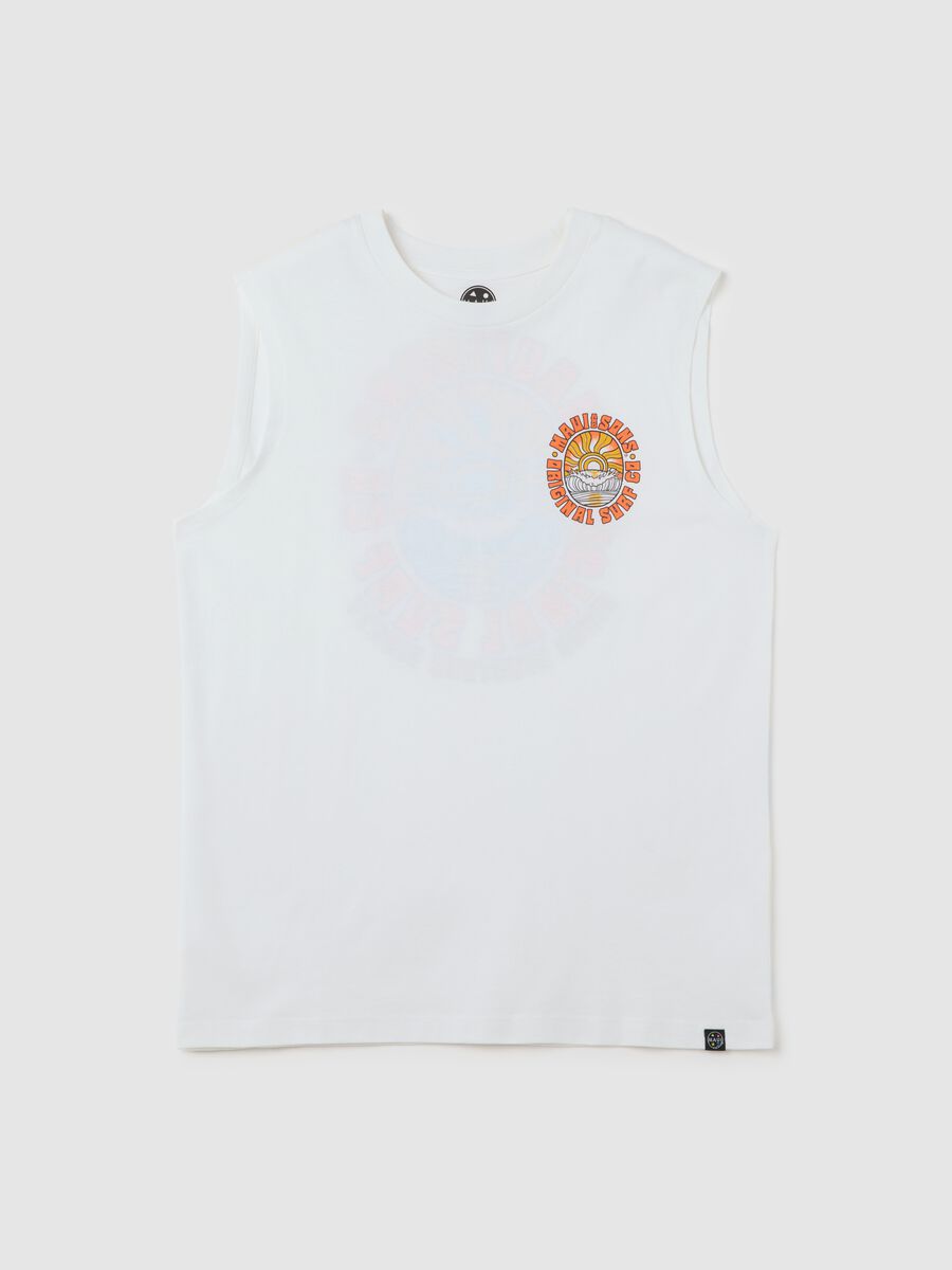 White Pure Cotton Vest with Ovs Print_4
