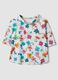 White stretch cotton top with floral print, regular fit_0