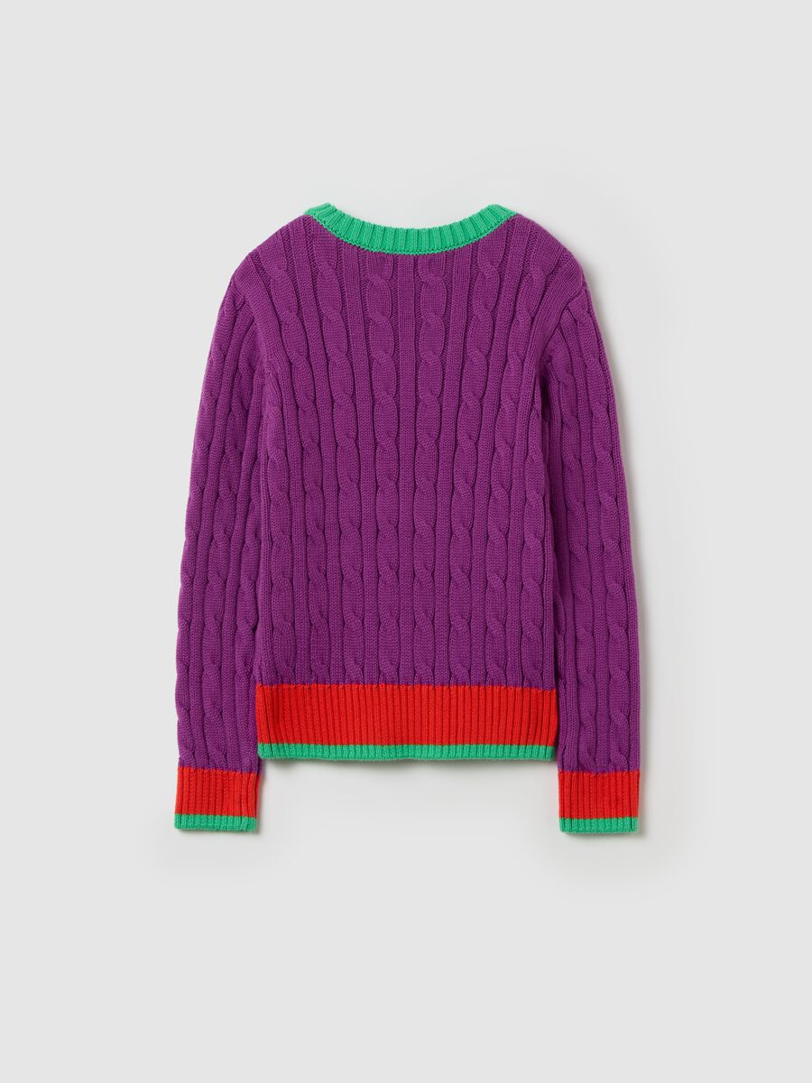 Cotton pullover with striped pattern_4