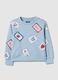 Girl's blue pure cotton sweatshirt regular fit with print_0