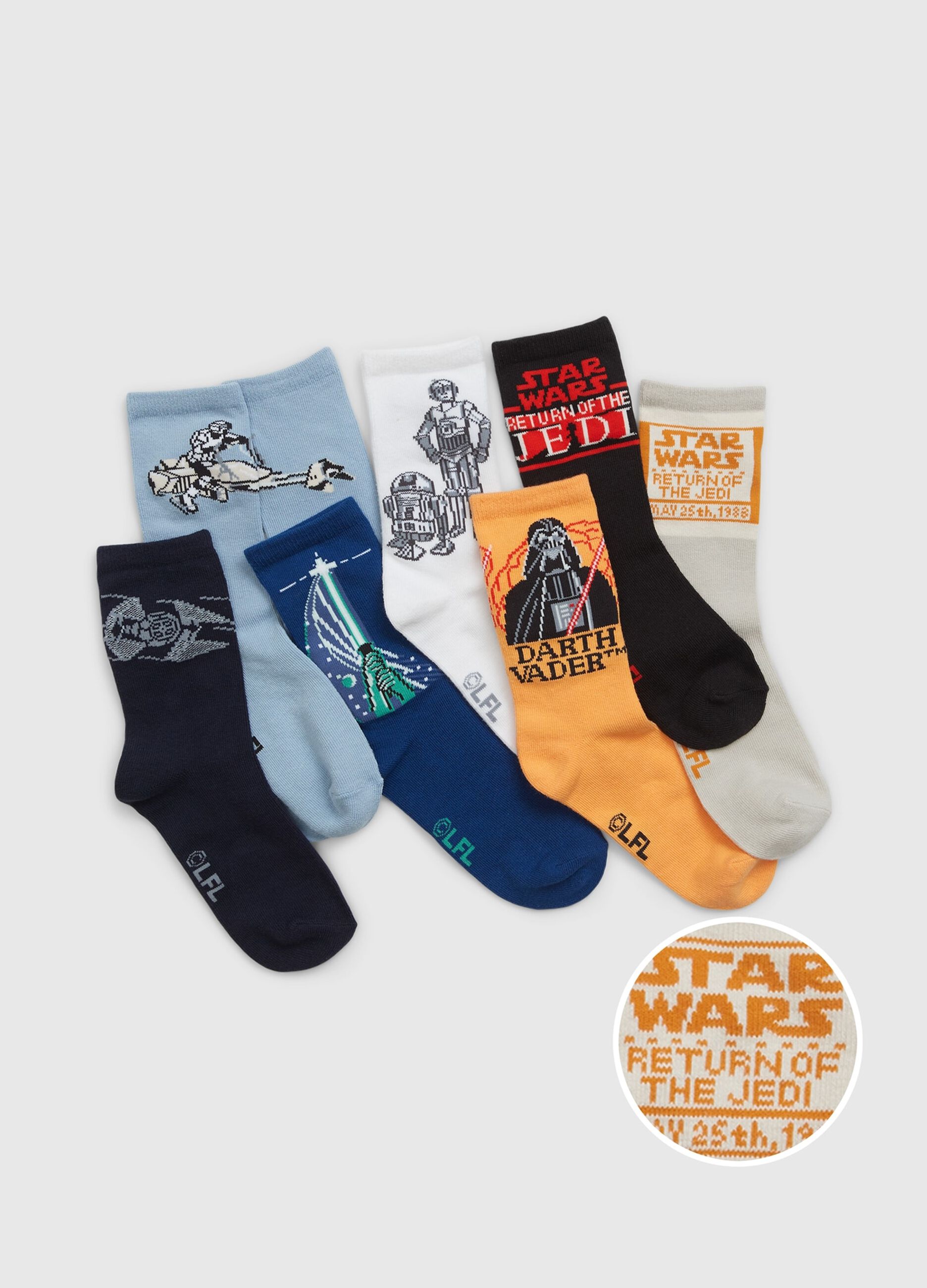 Seven-pair pack socks with Star Wars design