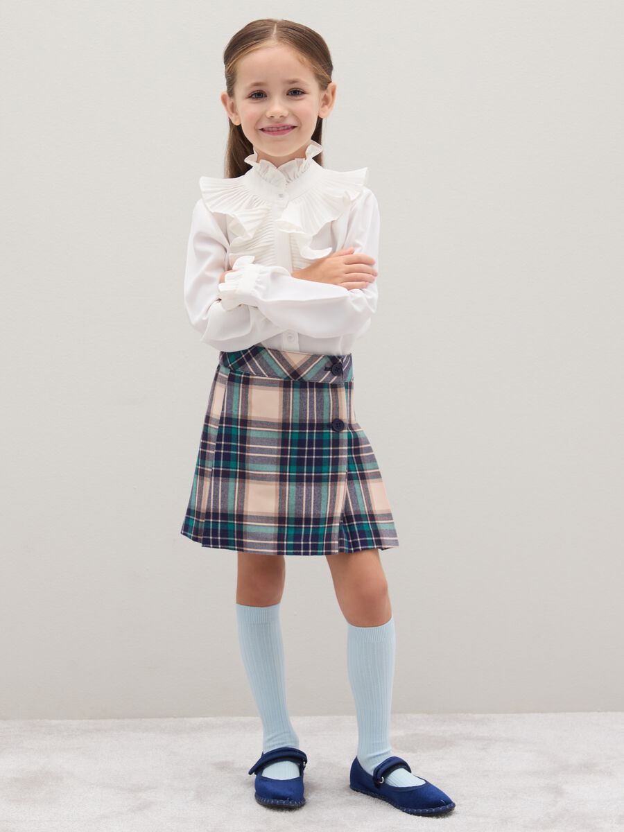 Girls' multicolour check skirt in stretchy flannel_0