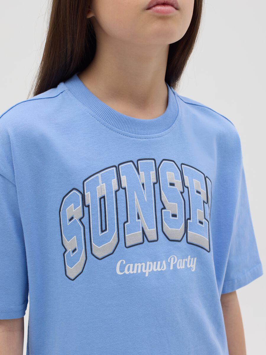 "Sunset Campus Party” cotton T-shirt with boxy fit_1