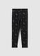 Girls' Black Skinny Cotton Leggings with Prints_0