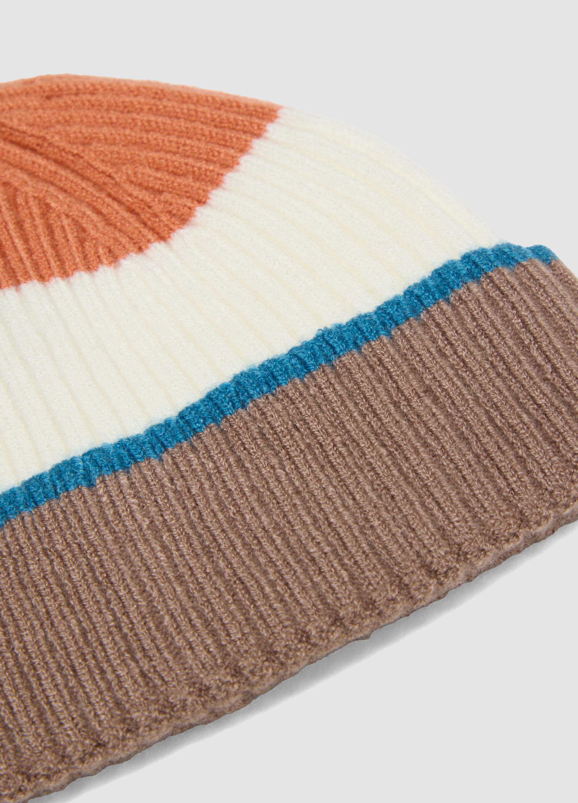 Multicolour ribbed jersey knit hat