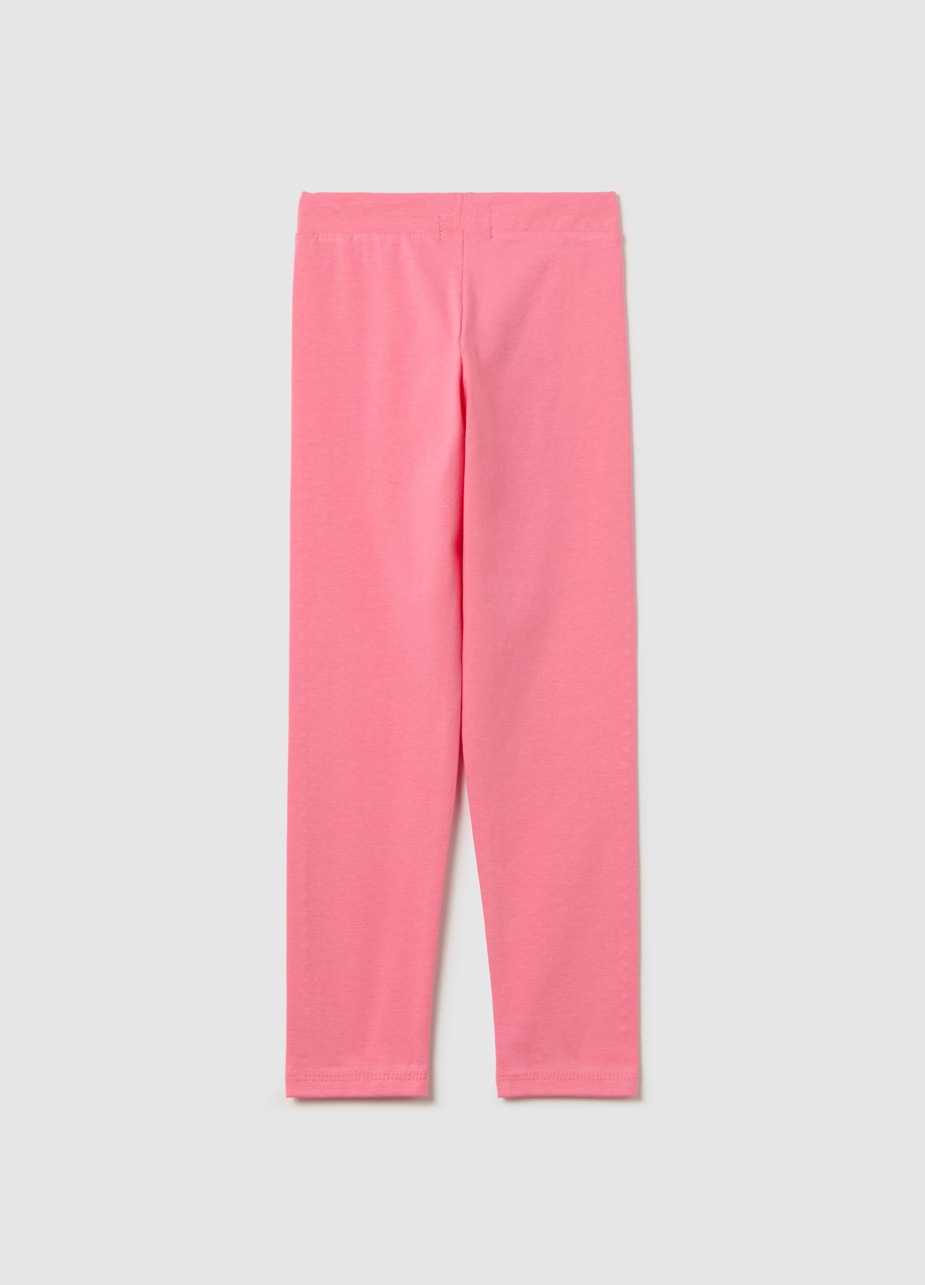 Stretch cotton leggings with diamanté motif