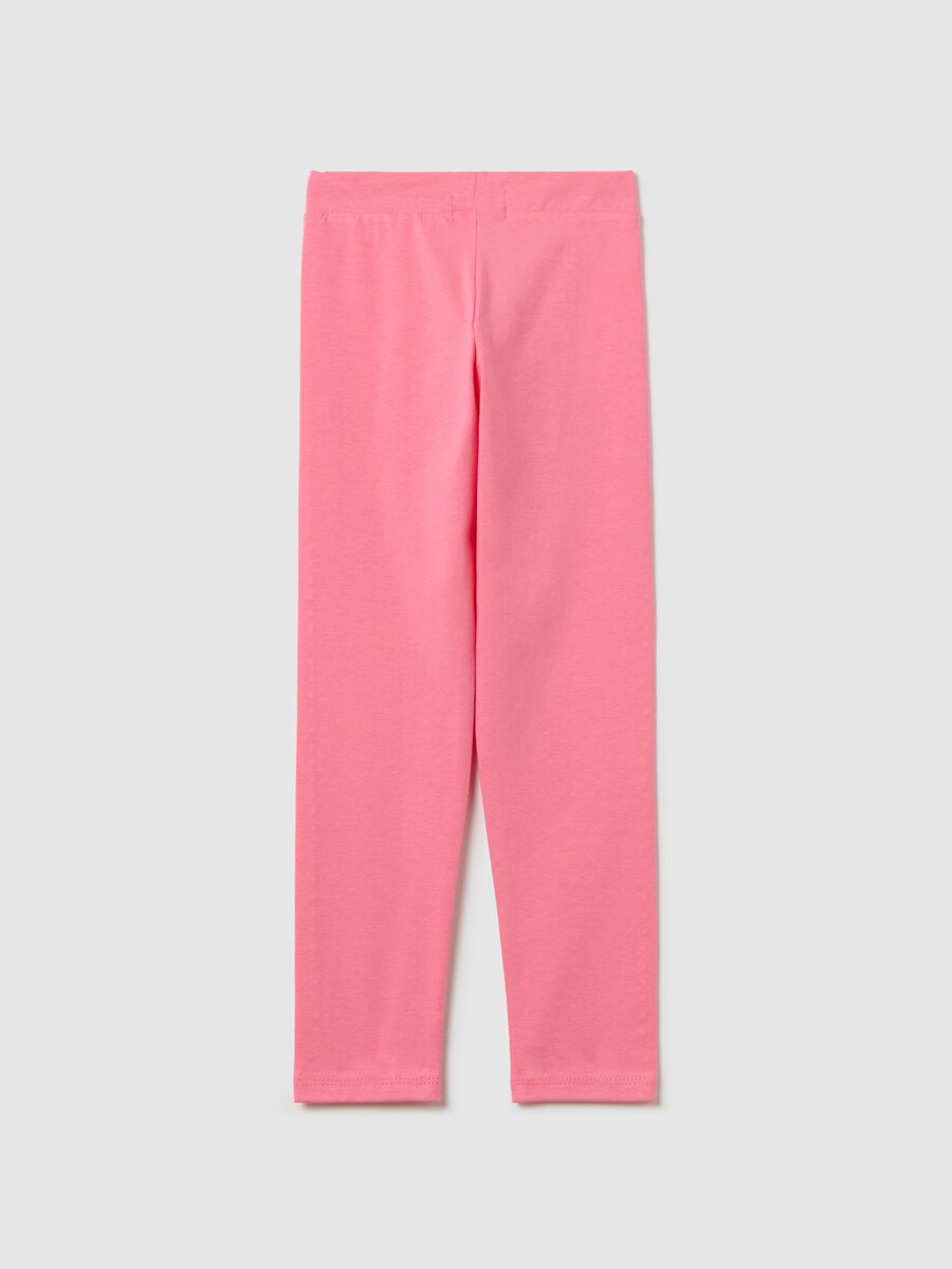 Stretch cotton leggings with diamanté motif_1