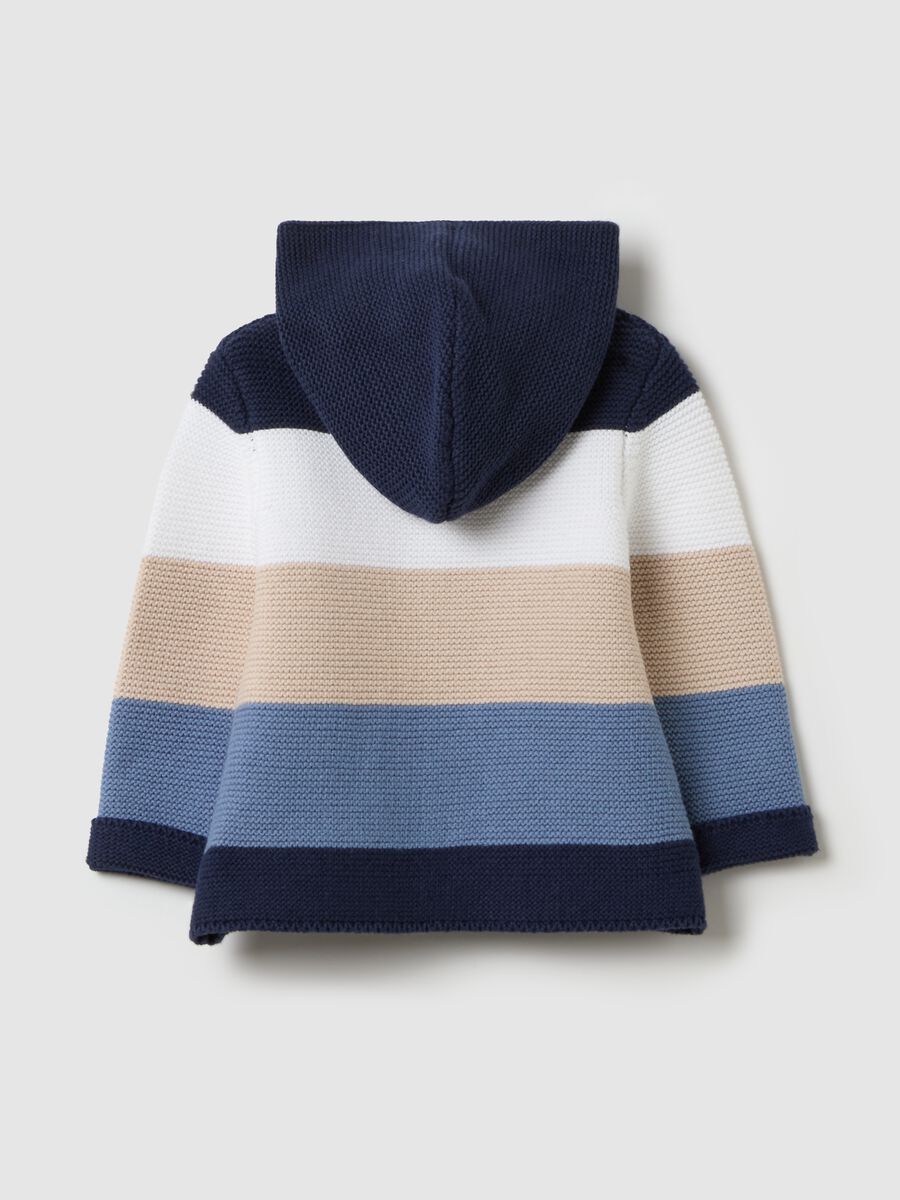 Cotton cardigan with stripes and hood_1