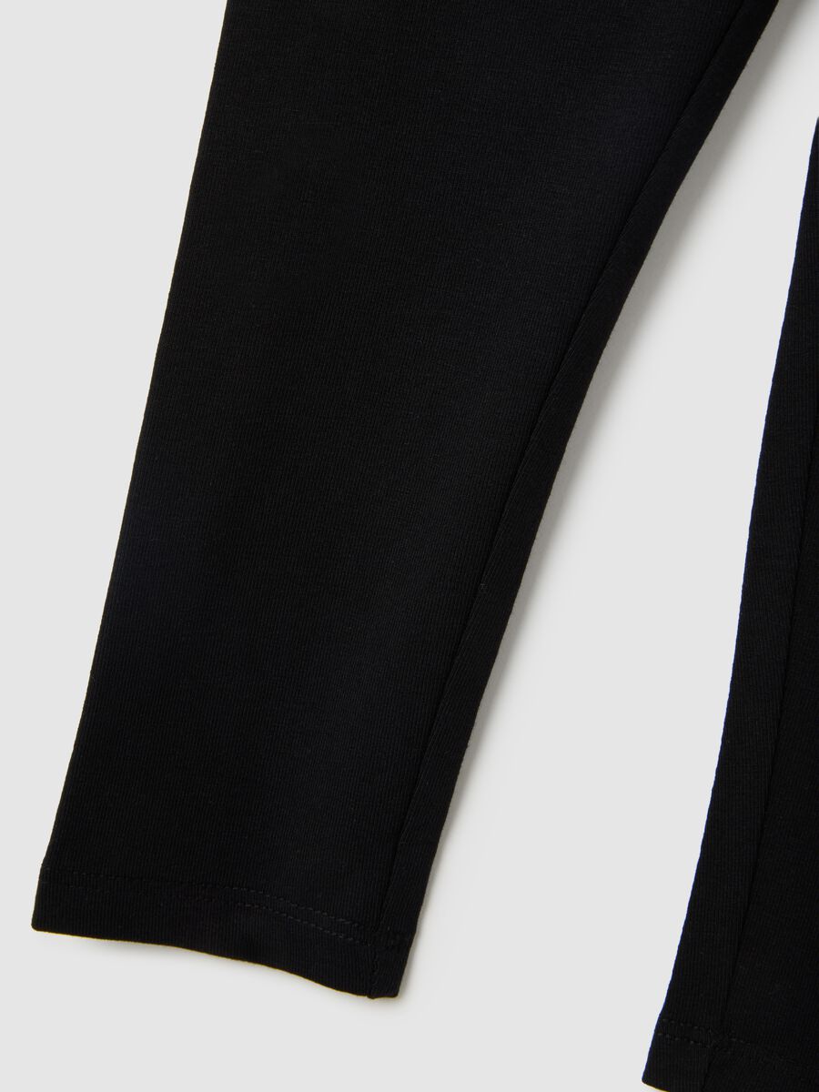 Girls' cotton black skinny stretch leggings_3