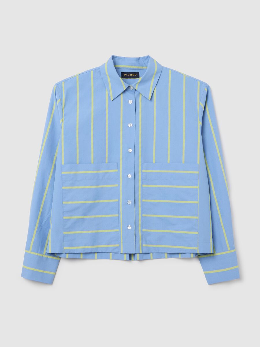 Boxy-fit shirt in poplin with light blue striped pattern_4
