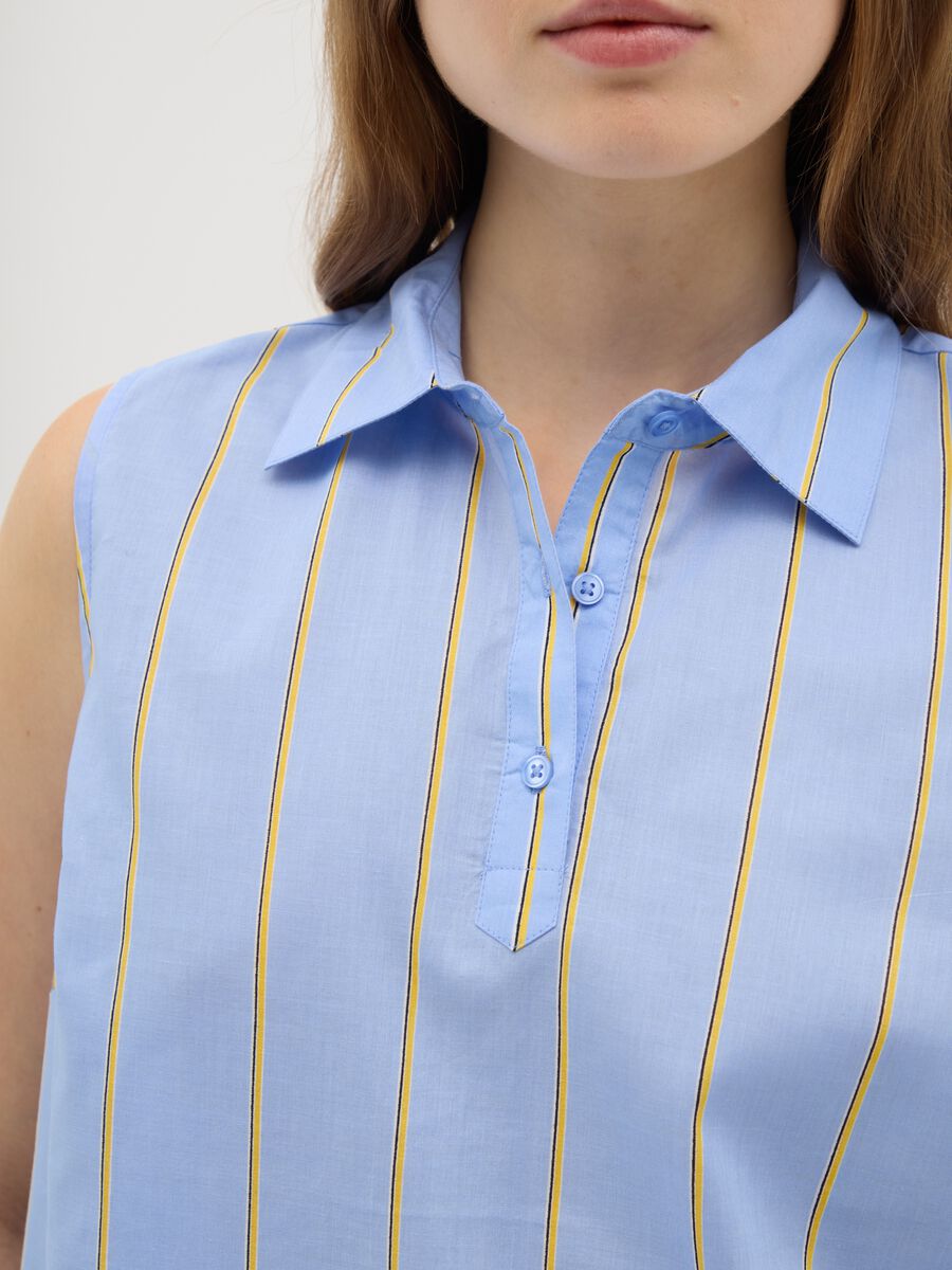 Women's Sleeveless Shirt in Pure Cotton Multicolour Regular Fit_2