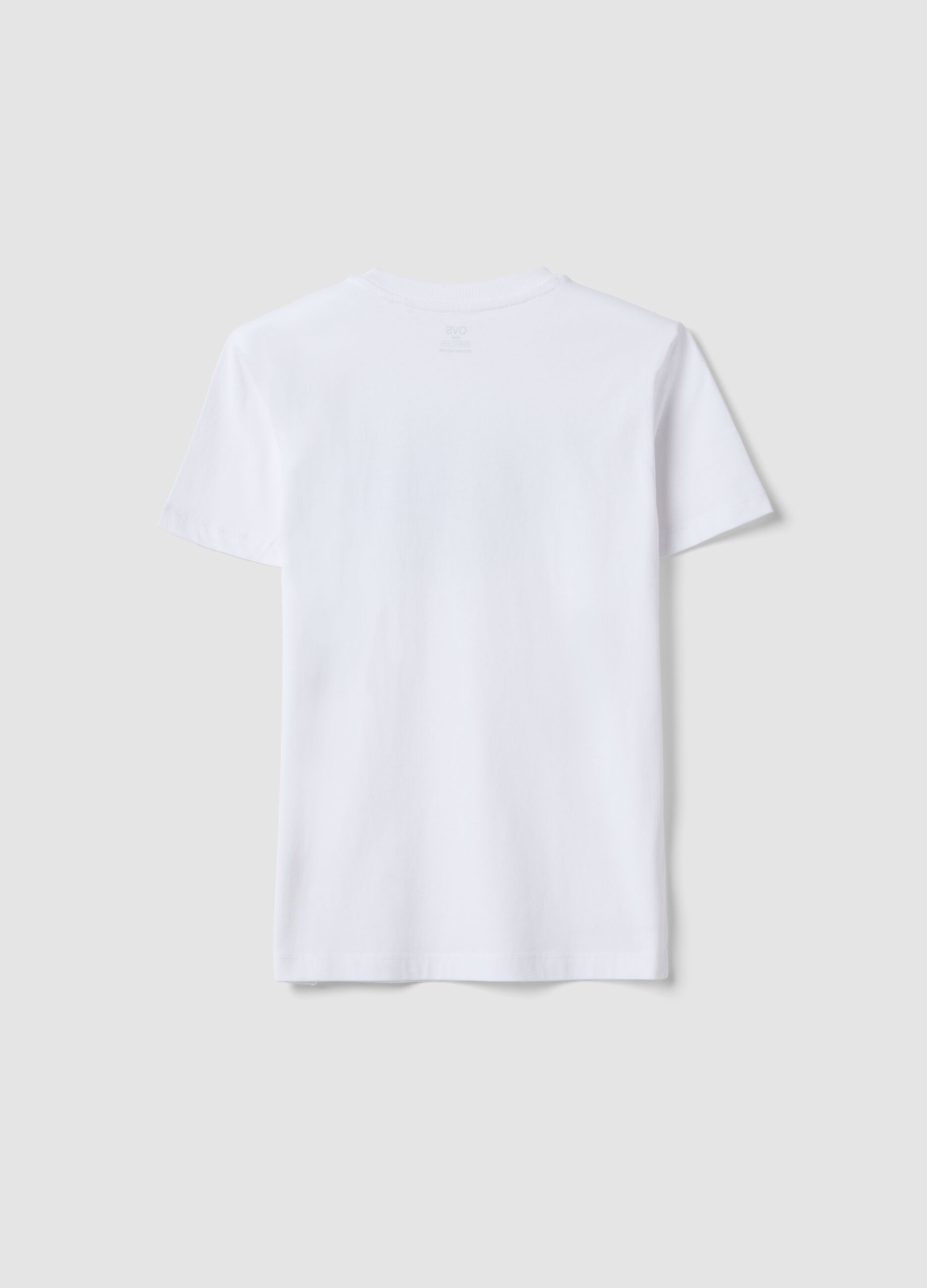 T-shirt in puro cotone bianca da ragazzo regular fit con scritta Swag