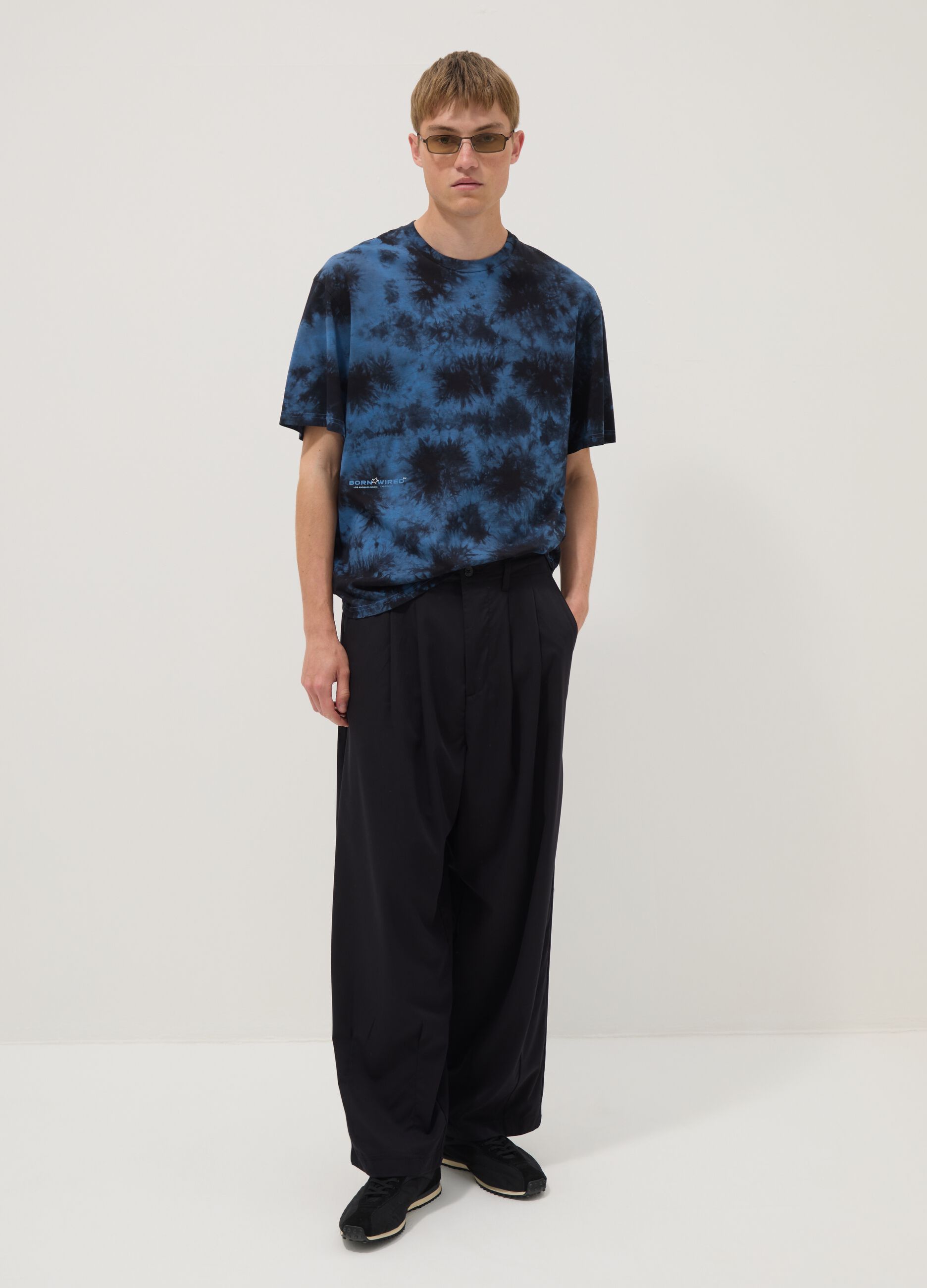 Blue short-sleeve pure cotton T-shirt