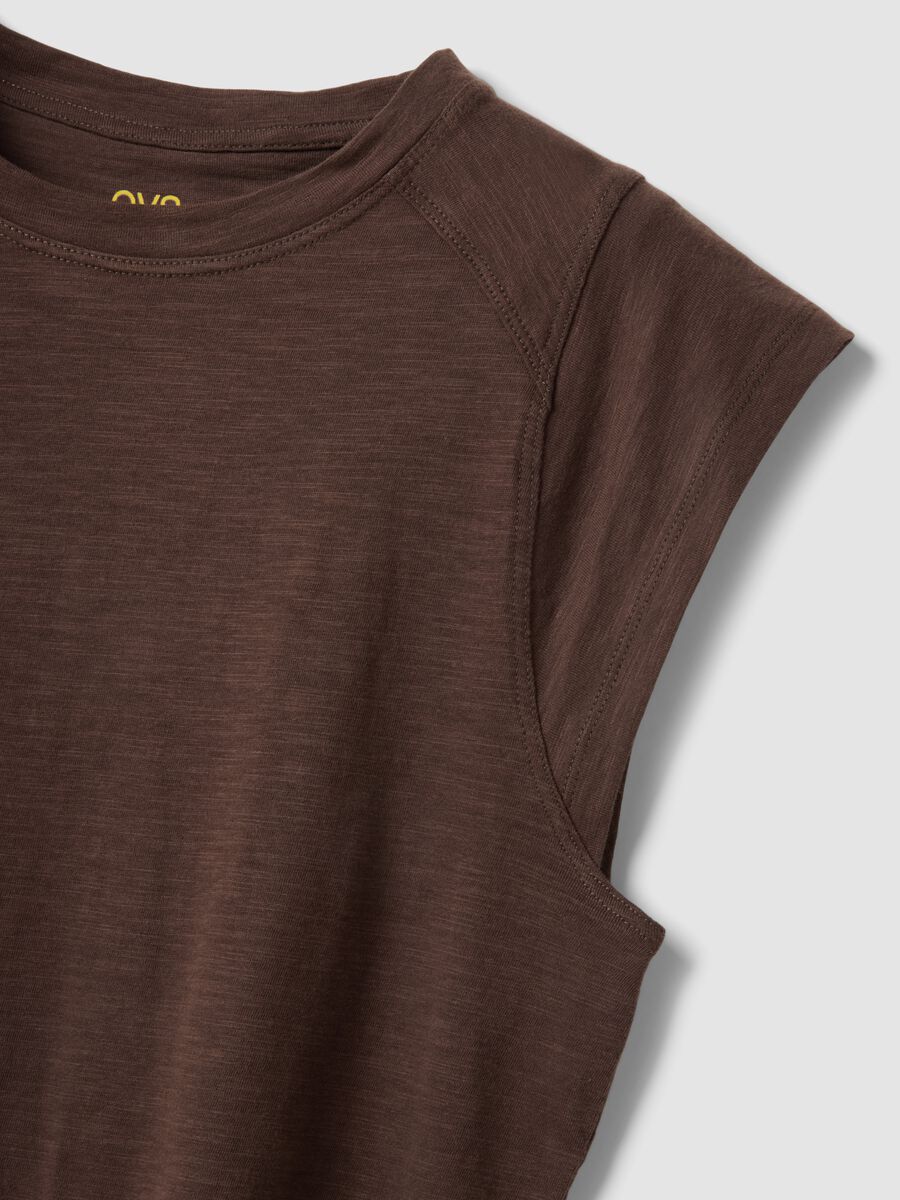 Brown regular fit pure cotton short sleeve T-shirt_5