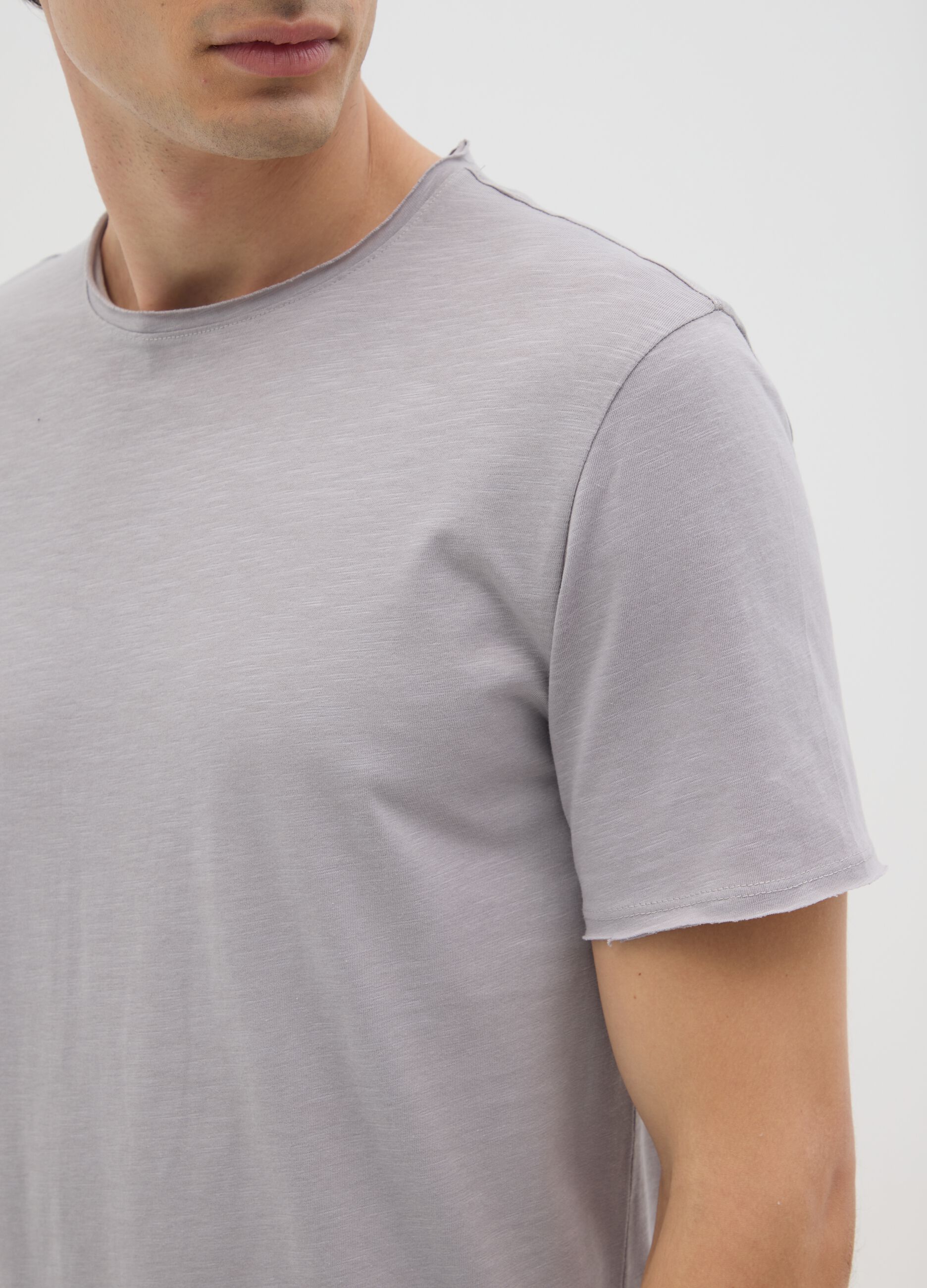T-shirt da uomo in puro cotone grigia regular fit