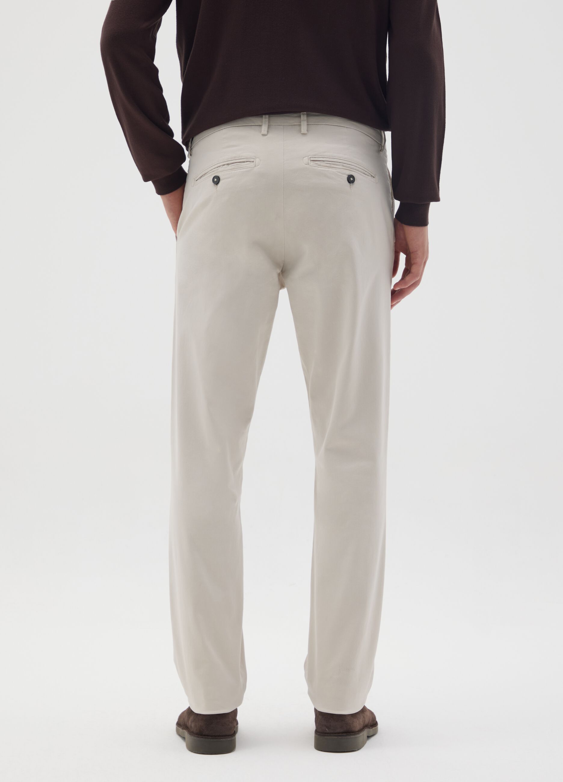 Slim fit beige cotton trousers