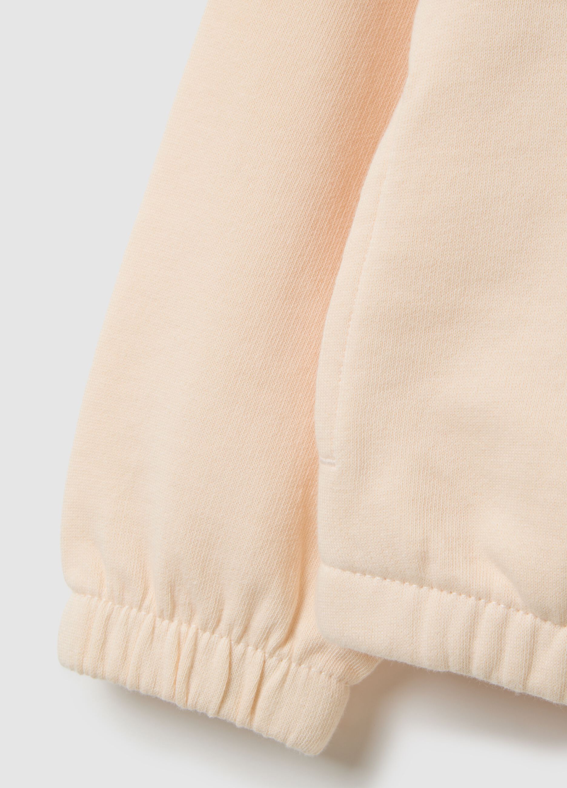 Felpa da bambina in puro cotone beige oversize