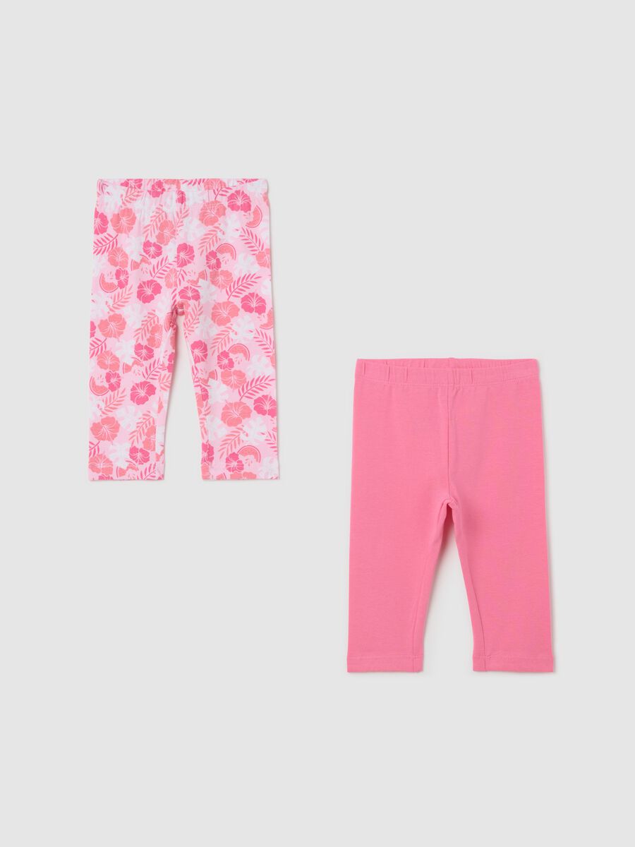 Bipack leggings rosa a tre quarti con stampa_0