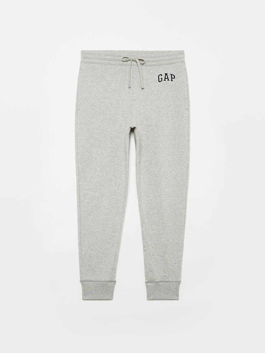 Joggers in felpa melange con ricamo logo_0