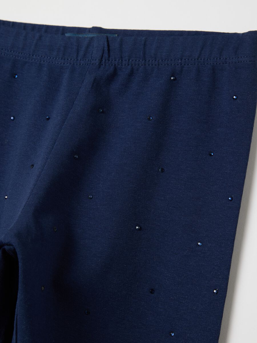 Black leggings in stretch cotton with diamantés_2